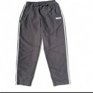 Lonsdale Men’s Charcoal Joggers with White Side Stripes